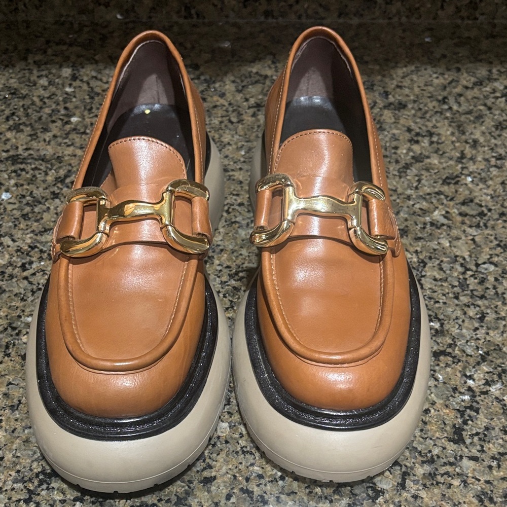 Laura Bellariva Platform horsebit Loafers with Gold Accent